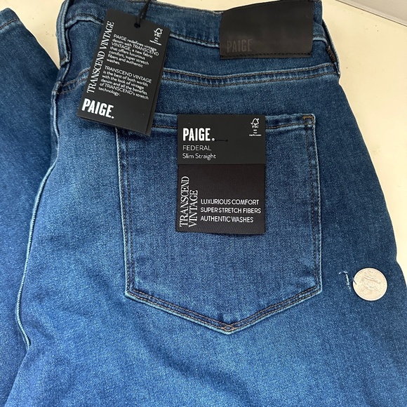 NWT Men's Paige Federal Slim Straight Jeans - 36 - Small Flaw - Picture 3 of 8